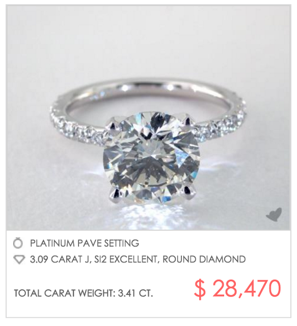 3 carat platinum pave engagement ring
