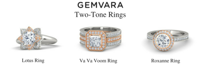 Gemvara two tone engagement rings